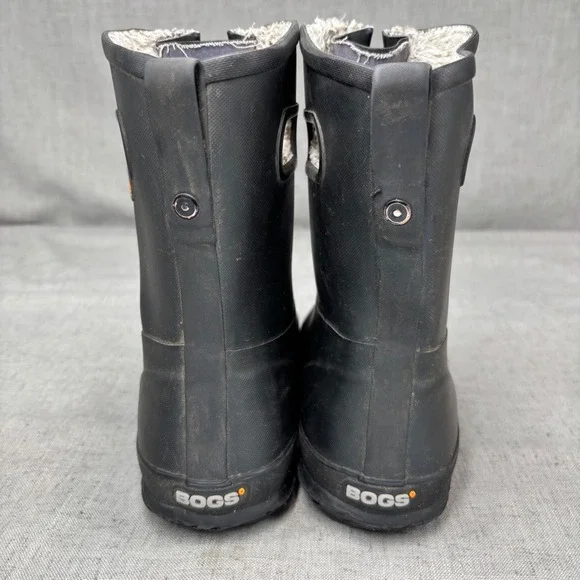 Bogs Amanda Plush II Black Rubber Waterproof Lined Rain Boots Pull On Big Kids 7 - Picture 6 of 11